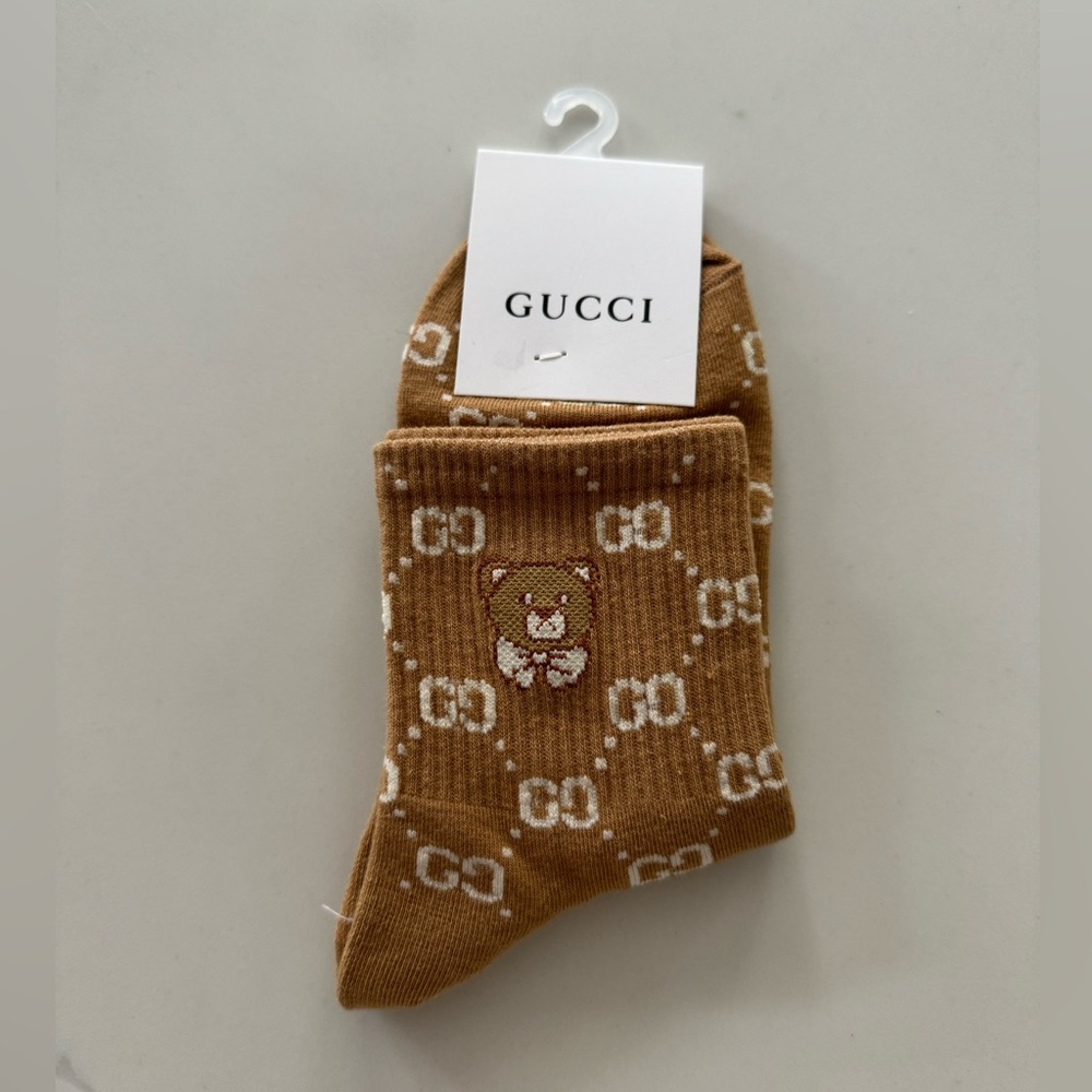 Gucci Tan Socks with Bear